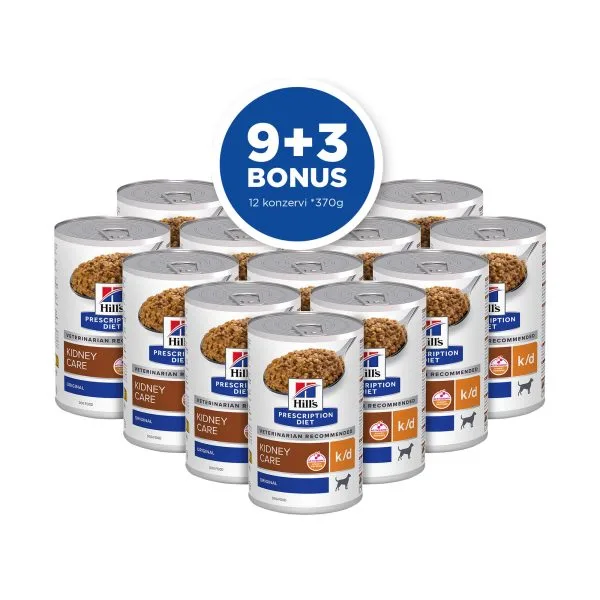 Hill's Prescription Diet k/d Kidney Care Hrana za Pse 370 g - 12 kom 9+3 kom BONUS